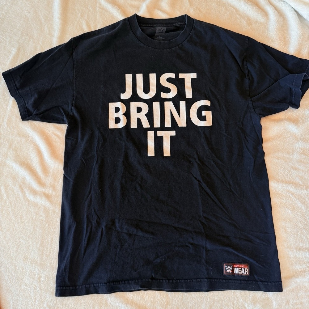 Vtg The Rock Just Bring It WWE Wrestling Brahma Bull Graphic T Shirt Black Large